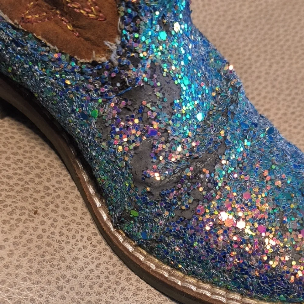 Sparkly Blue and Brown Cowboy Boots